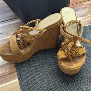 Stuart Weitzman Brown Wedge Sandals